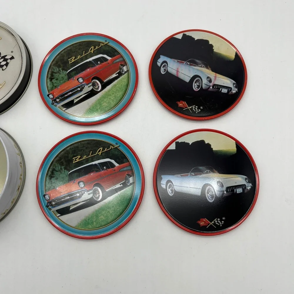 Chevrolet‎ Corvette Bel Air Coasters Set of 4 with Tin Case Car Theme